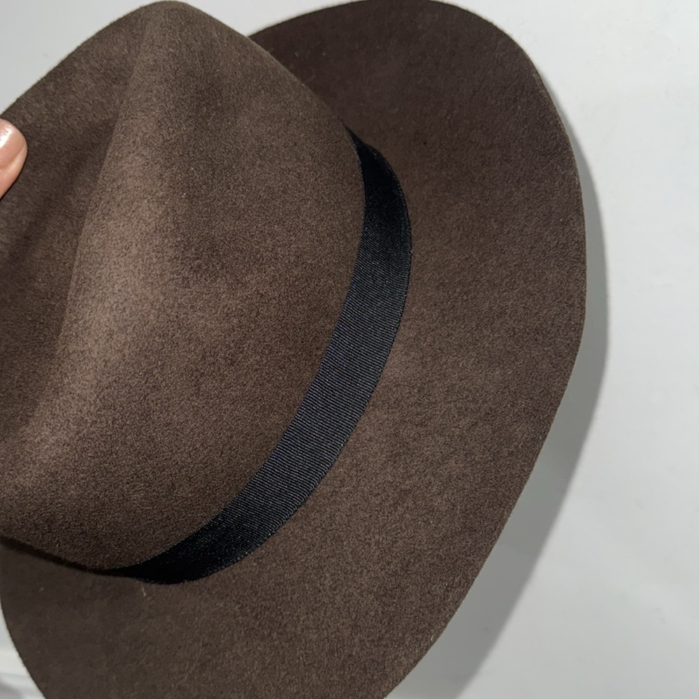 Madewell Biltmore Straight Brim Wool Fedora Hat small medium black ribbon boho - Picture 3 of 4